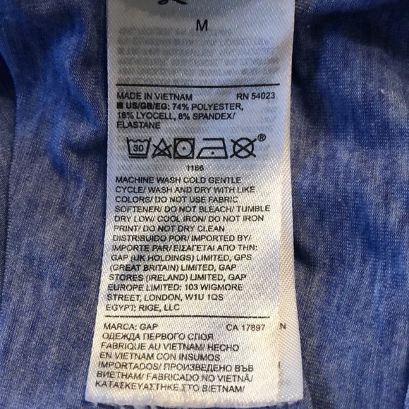 💙 GapFit breathe variegated stretchy long thumb hole sleeve performance top - Picture 11 of 14